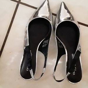 Christian Siriano Silver Sling Back Heels